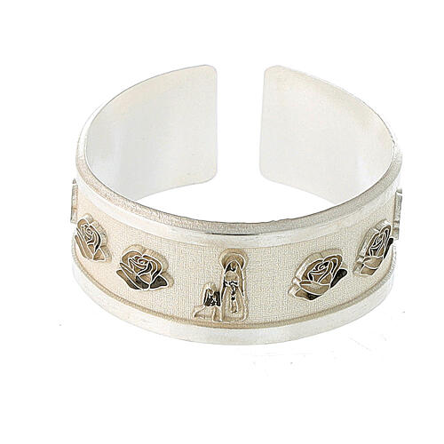 Bague ajustable argent 925 Notre-Dame de Lourdes 2