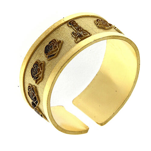 Verstellbarer Ring aus goldfarbigem Silber 925 mit Madonna von Lourdes 1