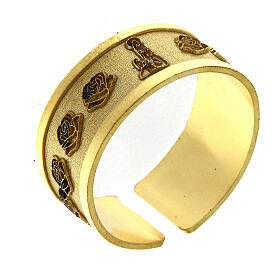 Adjustable ring of Our Lady of Lourdes, gold plated 925 silver