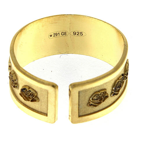 Adjustable ring of Our Lady of Lourdes, gold plated 925 silver 4