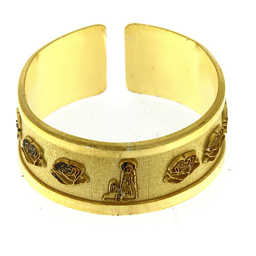 Our Lady of Lourdes ring 925 silver gold colored adjustable 3
