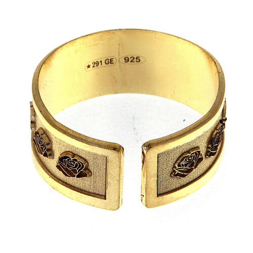 Our Lady of Lourdes ring 925 silver gold colored adjustable 5
