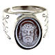 Rhodinierter verstellbarer Ring aus Silber 925 mit Kreuz-Dekoration und Jesus-Kamee s2