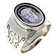 Adjustable signet ring with engraved cross and Jesus' cameo, rhodium-plated 925 silver s1