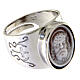 Adjustable signet ring with engraved cross and Jesus' cameo, rhodium-plated 925 silver s3