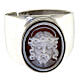 Anello argento 925 rodiato con cammeo Cristo regolabile s2