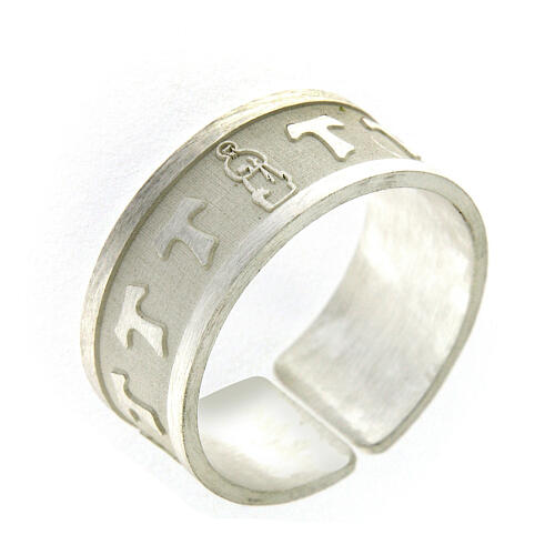 Adjustable ring with Saint Francis and tau crosses, 925 silver 1