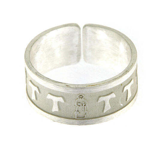 Adjustable ring with Saint Francis and tau crosses, 925 silver 2