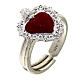 Adjustable ring with red heart, 925 silver s1