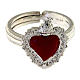 Adjustable ring with red heart, 925 silver s3