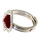 Bague réglable argent 925 coeur rouge s4