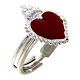 925 silver ring large red heart diam. 1.5 cm adjustable s1