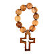 Single decade rosary ring with 2 cm cross, olivewood s2