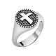 Cross ring in 925 silver AMEN burnished finish s1