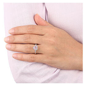 AMEN Ocean Heart Ring verstellbar 925 Silber mit rhodinierten Zirkonia