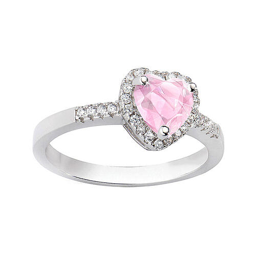 AMEN adjustable ring, pink Heart of the Ocean, rhodium-plated 925 silver and zircons 3