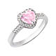 AMEN adjustable ring, pink Heart of the Ocean, rhodium-plated 925 silver and zircons s1