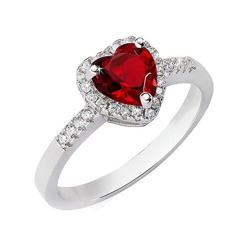 AMEN adjustable ring, ruby Heart of the Ocean, rhodium-plated 925 silver and zircons 1