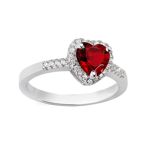 AMEN adjustable ring, ruby Heart of the Ocean, rhodium-plated 925 silver and zircons 3