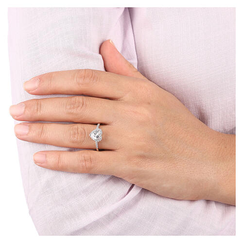 White Heart of the Ocean ring AMEN adjustable silver. 925 rhodium plated 2