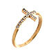 Ring with white zircon cross, gold plated 925 silver s1