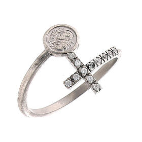 Verstellbarer Ring Heiliger Pius 925 Silber, 20 mm