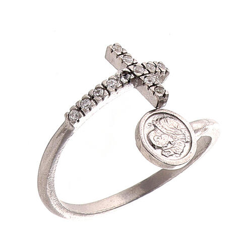 St Pio ring 925 silver adjustable 20 mm 1