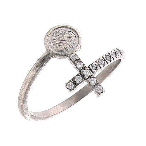 St Pio ring 925 silver adjustable 20 mm 2