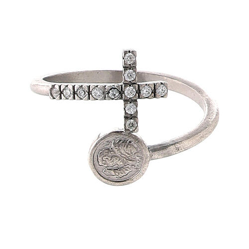 St Pio ring 925 silver adjustable 20 mm 3