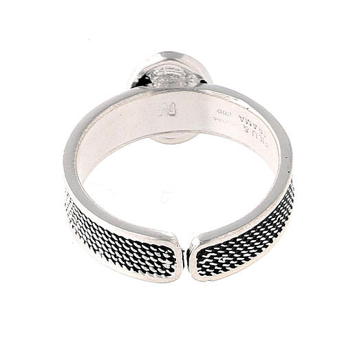 Bague Saint Benoît En Argent 925 - Protection, Médaille Crucifiée, Taille Réglable