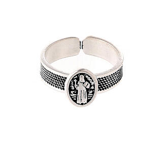 Saint Benedict ring silver 925 adjustable