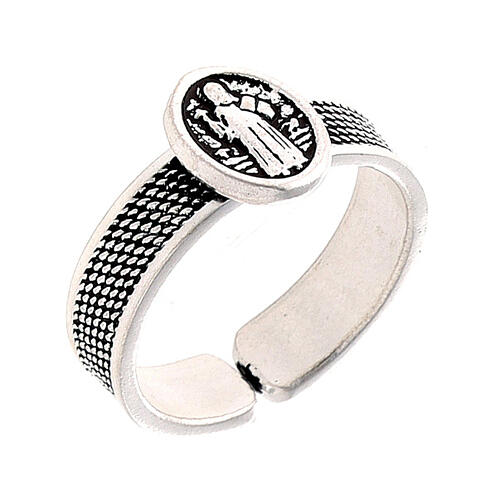 Saint Benedict ring silver 925 adjustable 1