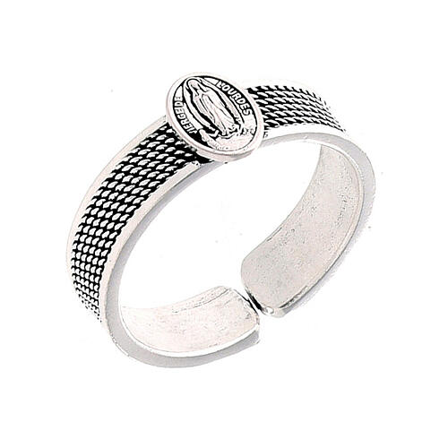 Verstellbarer Ring Unsere Liebe Frau von Lourdes 925 Silber 1