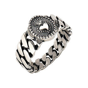 Anello Sacro Cuore brunito Amen catena argento 925