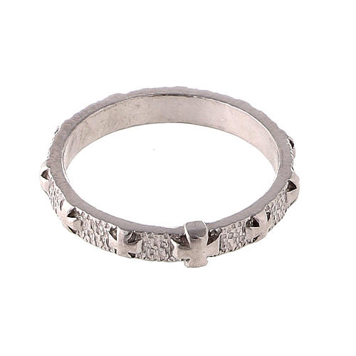 Rosary ring with cross-shaped beads, rhodium-plated 925 silver 2