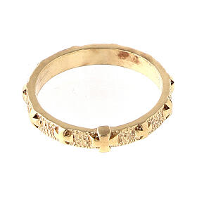Rosary ring with cross-shaped beads, gold plated 925 silver
