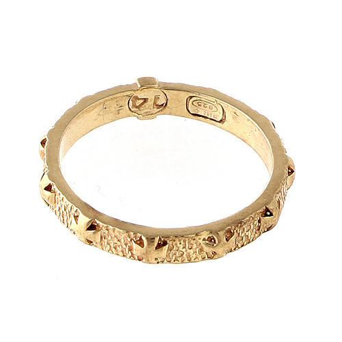 Rosary ring with cross-shaped beads, gold plated 925 silver 3