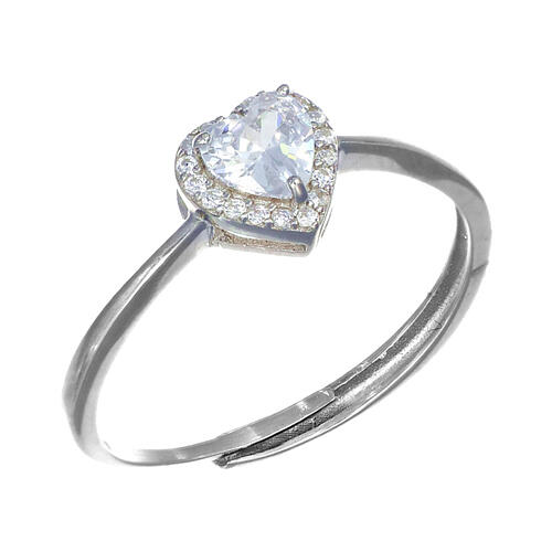 Amen heart ring with white zircons 925 rhodium silver 1