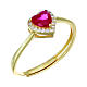 Amen ring with heart of white and red rhinestones, gold plated 925 silver s1