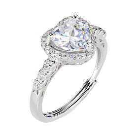 Ring Amen Herz mit durchbrochenem Stiel aus Silber 925