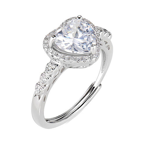 Ring Amen Herz mit durchbrochenem Stiel aus Silber 925 1