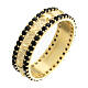 Band ring of gold plated 925 silver, black rhinestones s1