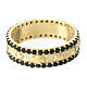 Band ring of gold plated 925 silver, black rhinestones s2