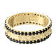 Band ring of gold plated 925 silver, black rhinestones s3