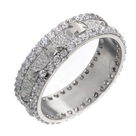 Ring Kreuzband aus Silber 925 rhodiniert mit weißen Zirkonen