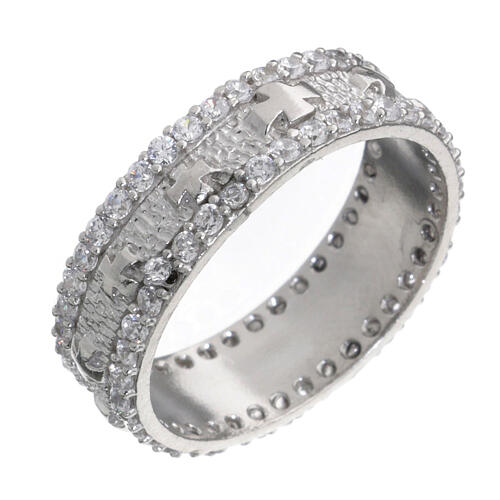 Band ring, rhodium-plated 925 silver, white rhinestones 1