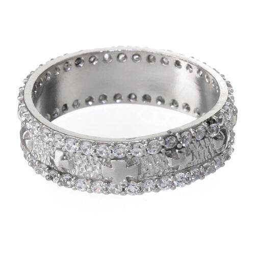 Band ring, rhodium-plated 925 silver, white rhinestones 2