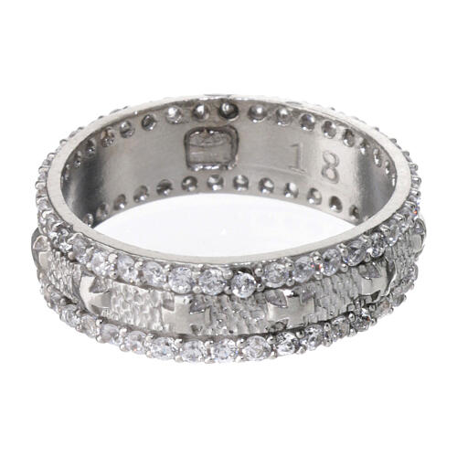 Band ring, rhodium-plated 925 silver, white rhinestones 3