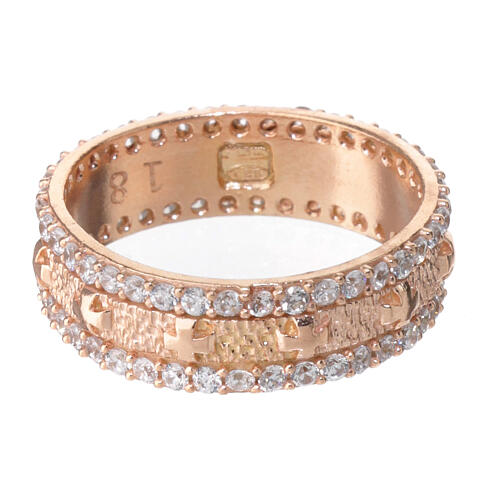 Ring aus Silber 925 Rosé mit weißen Zirkonen Kreuze 3