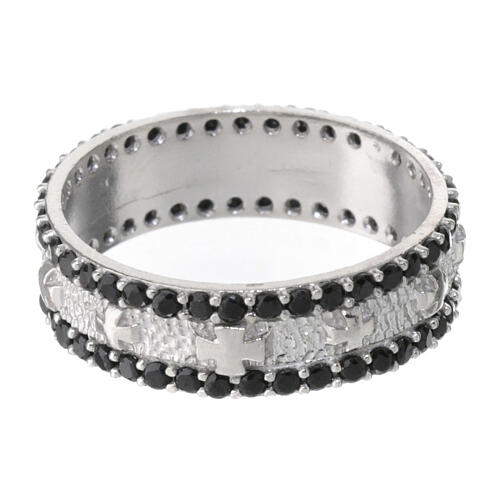 Band ring, black rhinestones, rhodium-plated 925 silver 2